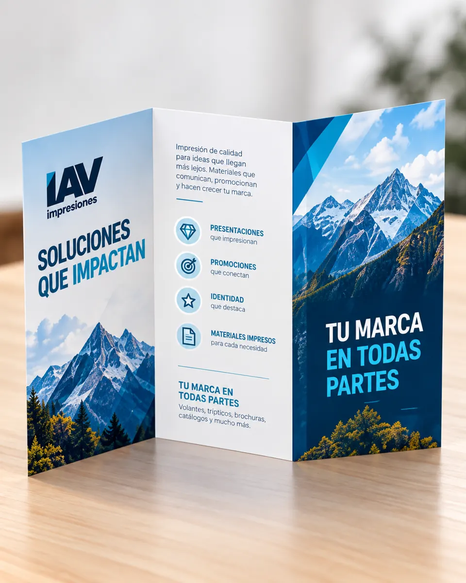 Trifolio impreso en tres paneles